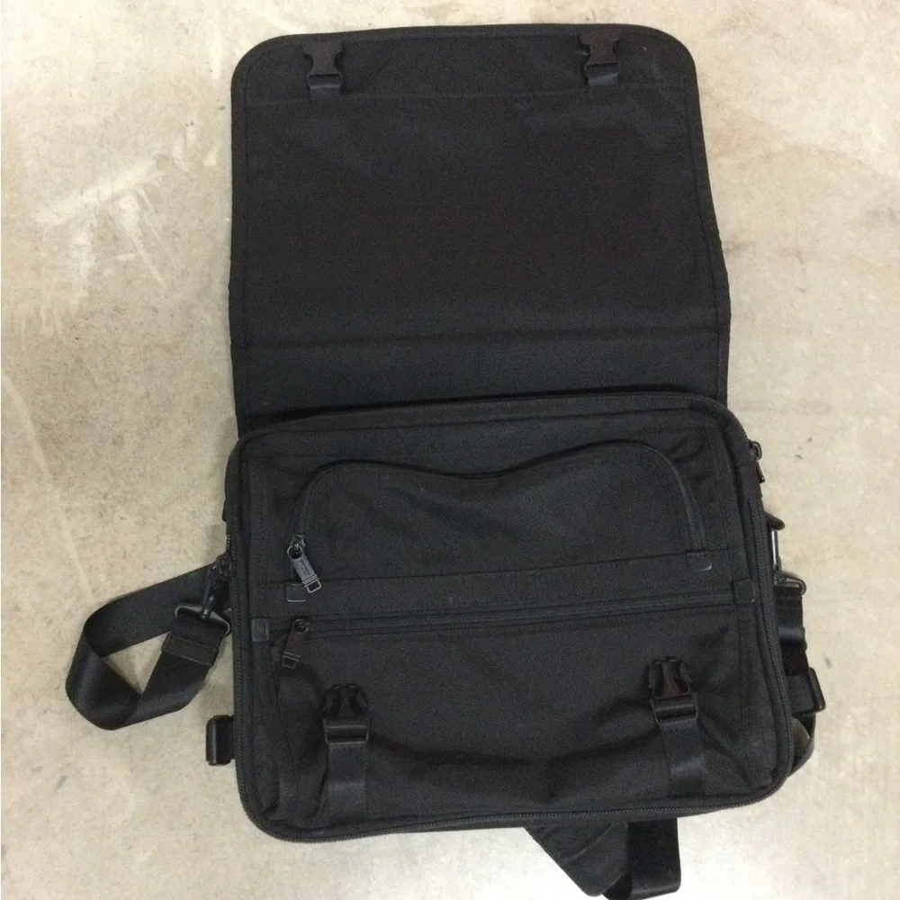 Men's Black Messenger Briefcase with Adjustable Strap